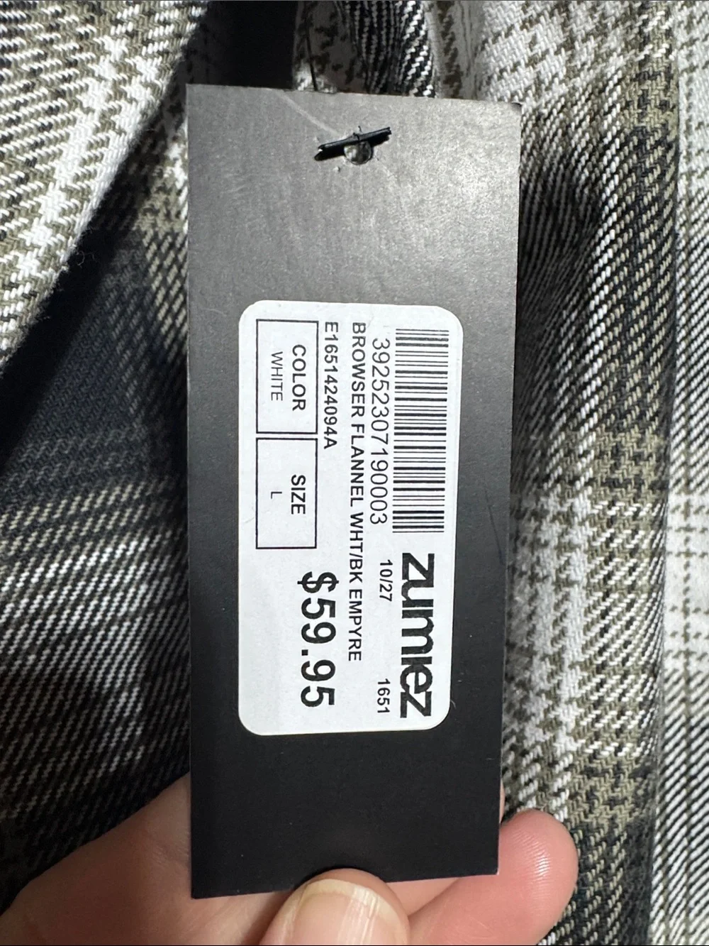 NWT Zumiez Empyre Black & White Plaid Lightweight Shirt Jacket